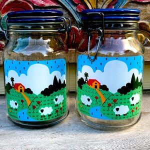 🌱vintage Nina Anchor Hocking matching jar set